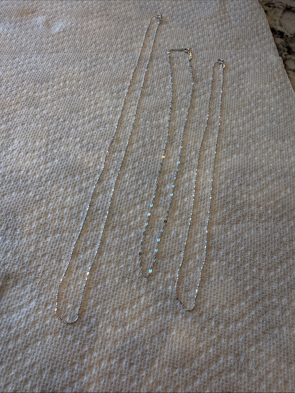 Sterling Silver 3 piece Thin Box Chain Necklace - Silver
